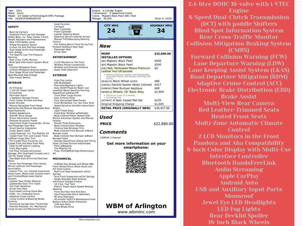 used 2021 Acura ILX car, priced at $19,395