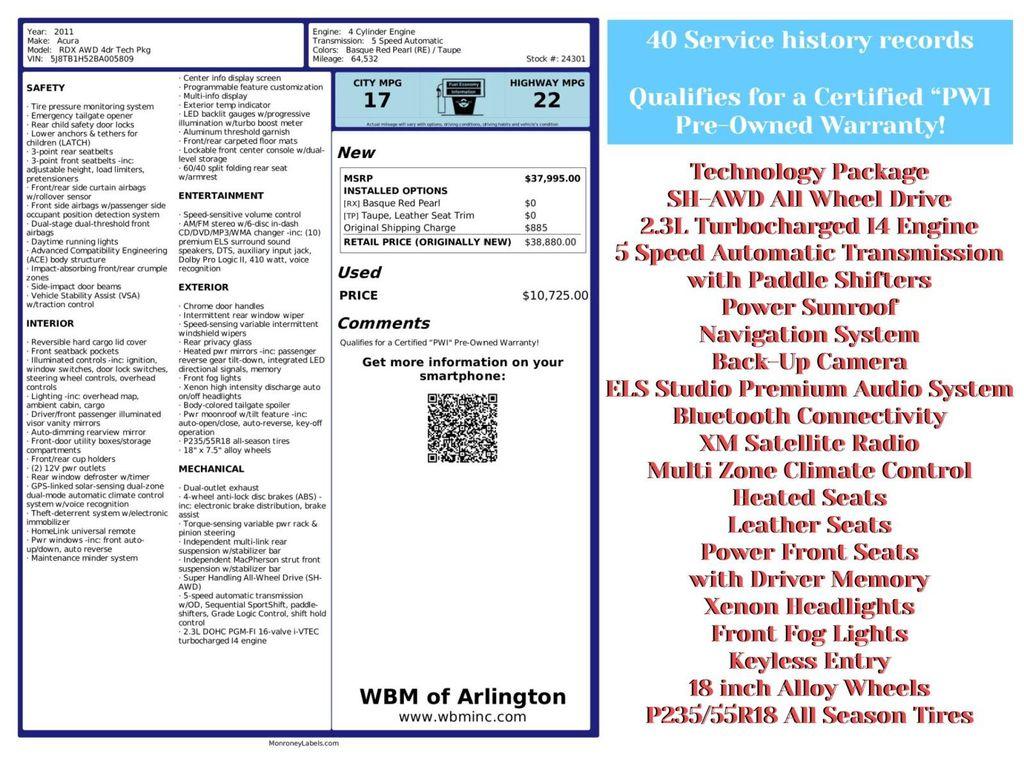 used 2011 Acura RDX car, priced at $10,995