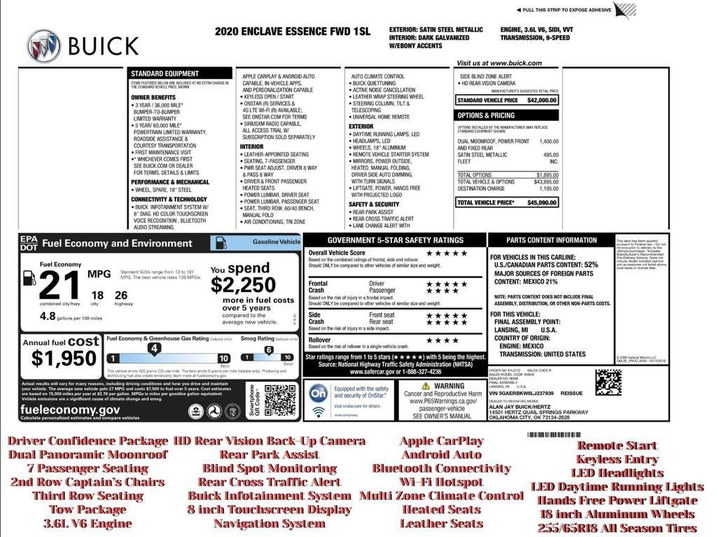 used 2020 Buick Enclave car, priced at $18,995