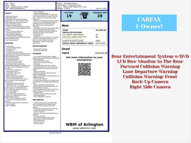 used 2016 Honda Odyssey car, priced at $15,995
