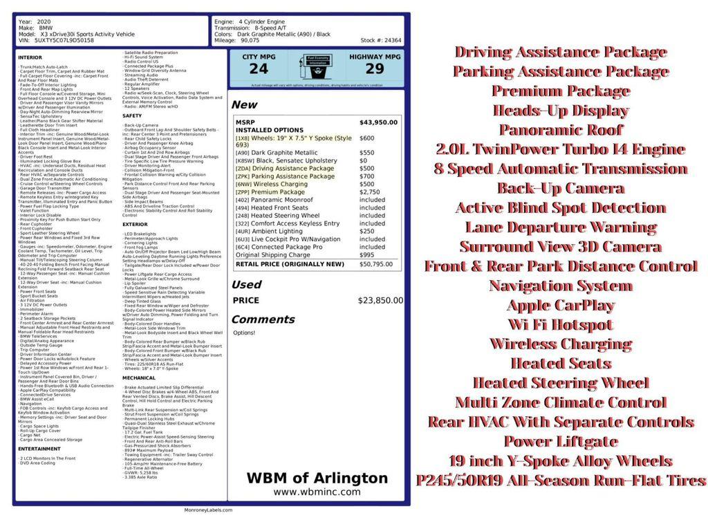 used 2020 BMW X3 car, priced at $19,195