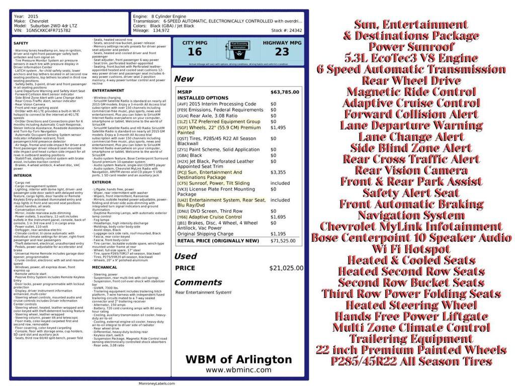 used 2015 Chevrolet Suburban car, priced at $15,995