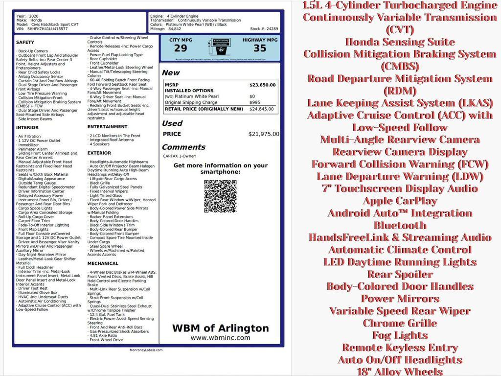 used 2020 Honda Civic car, priced at $18,695