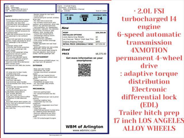used 2010 Volkswagen Tiguan car, priced at $7,295