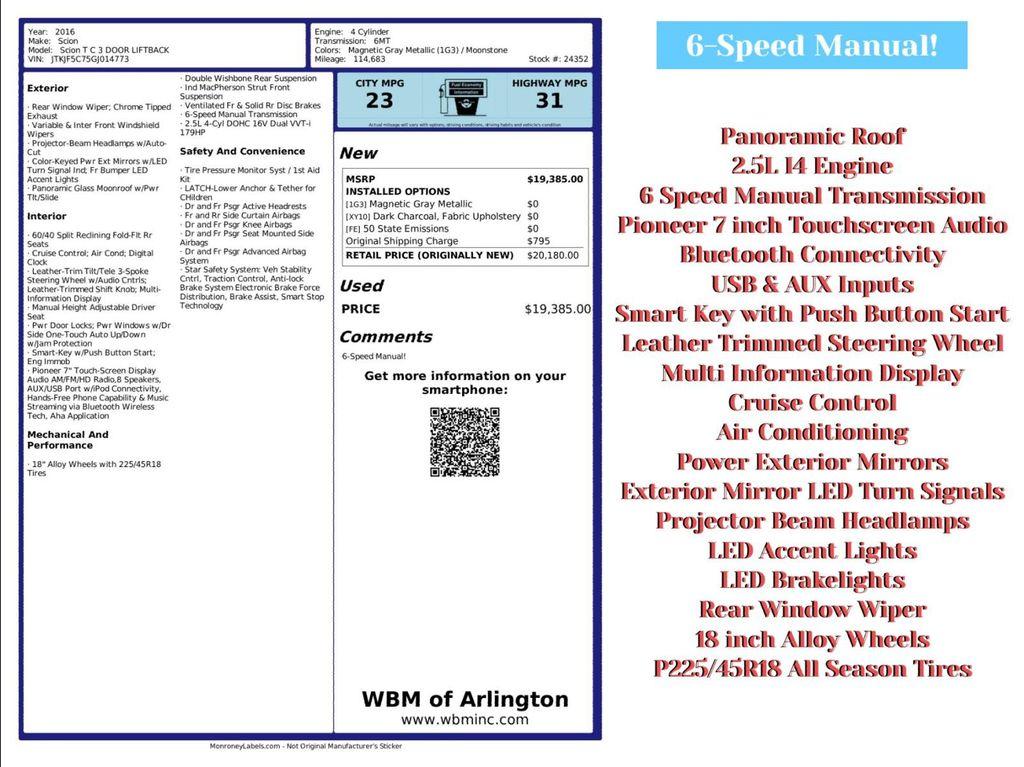 used 2016 Scion tC car, priced at $8,995