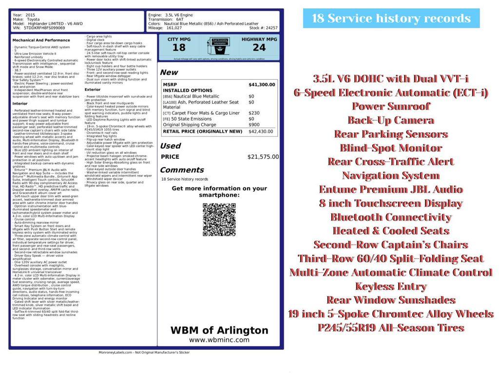 used 2015 Toyota Highlander car, priced at $14,795
