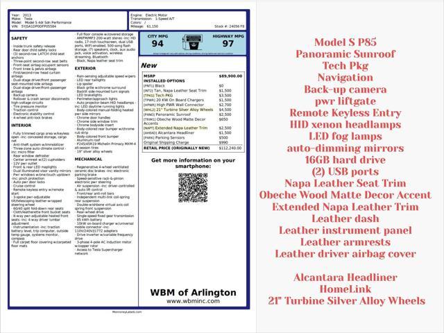used 2013 Tesla Model S car, priced at $16,895