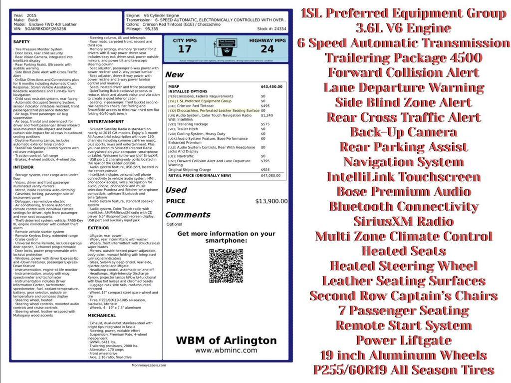 used 2015 Buick Enclave car, priced at $9,995