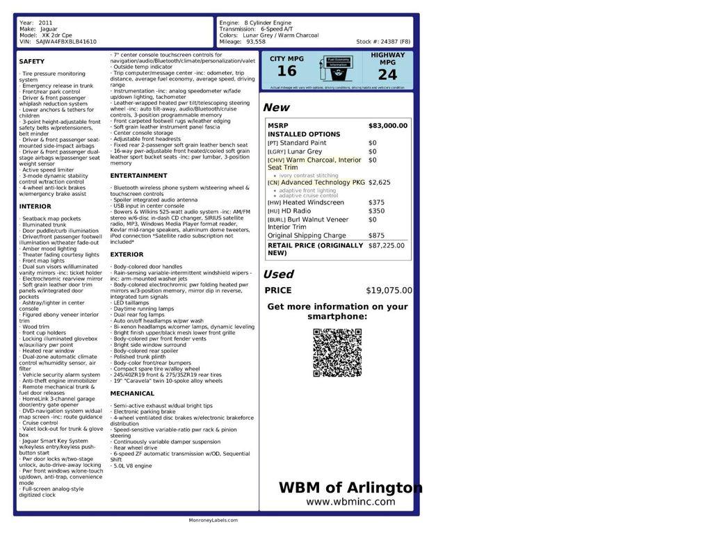 used 2011 Jaguar XK car, priced at $13,895