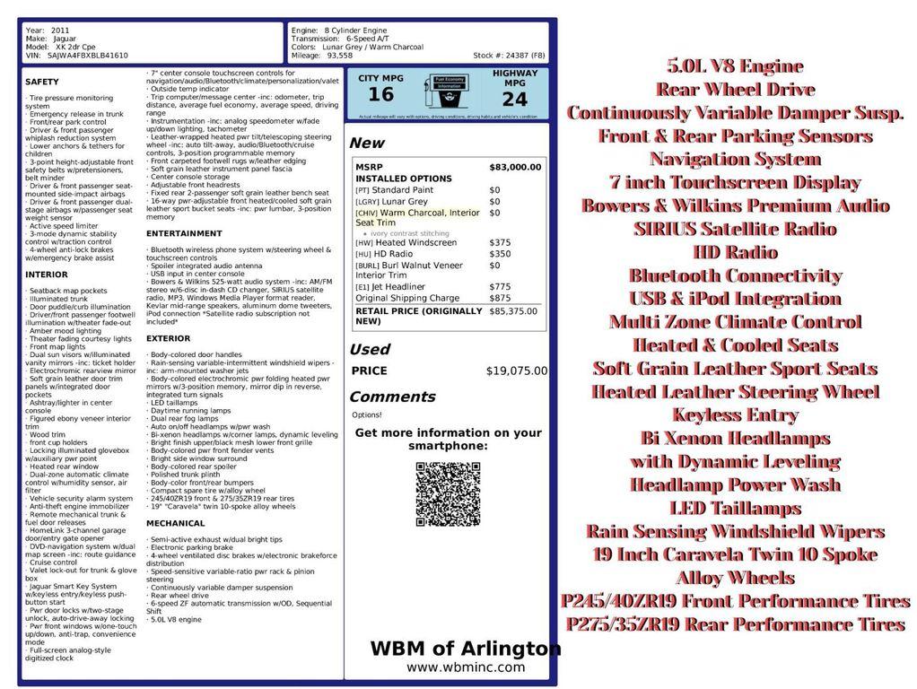 used 2011 Jaguar XK car, priced at $13,895