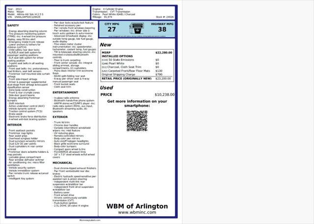 used 2013 Nissan Altima car, priced at $7,195