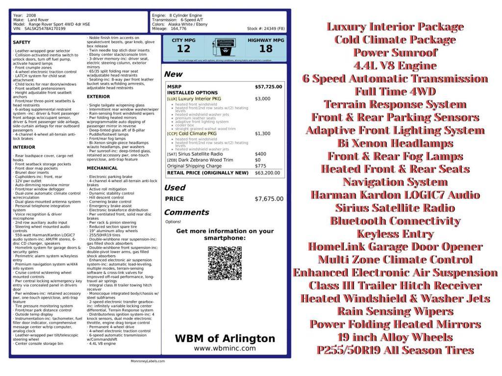 used 2008 Land Rover Range Rover Sport car, priced at $4,295