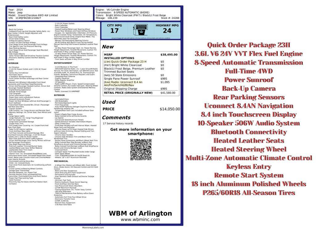 used 2014 Jeep Grand Cherokee car, priced at $11,995