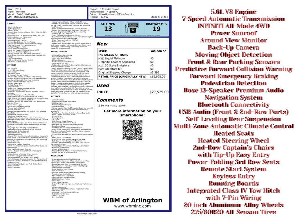 used 2019 INFINITI QX80 car, priced at $23,395