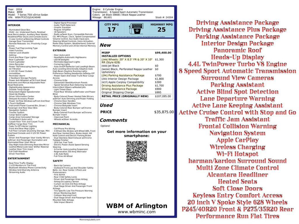 used 2018 BMW 750 car, priced at $22,695