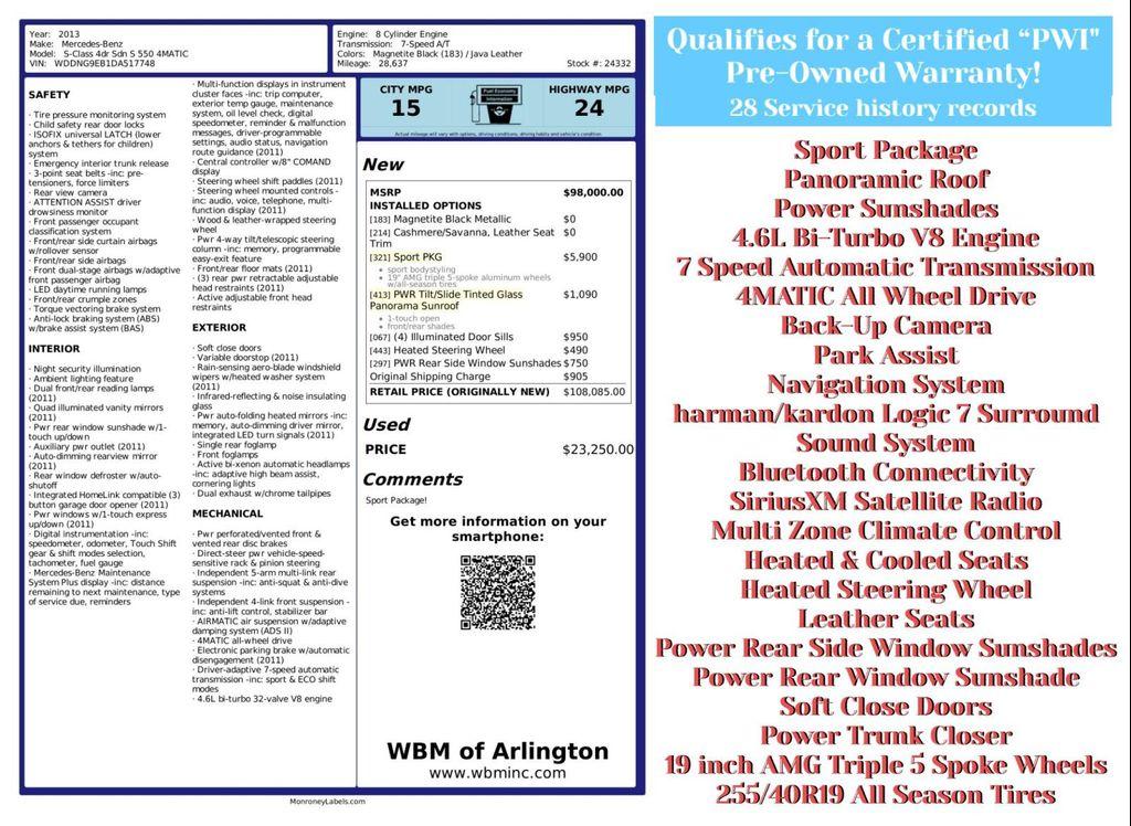 used 2013 Mercedes-Benz S-Class car, priced at $20,995