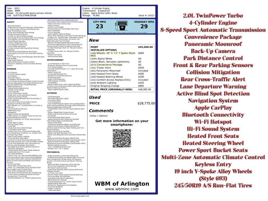 used 2021 BMW X3 car, priced at $21,995