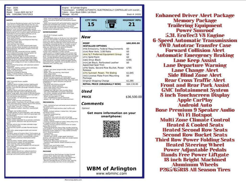 used 2020 GMC Yukon car, priced at $31,395