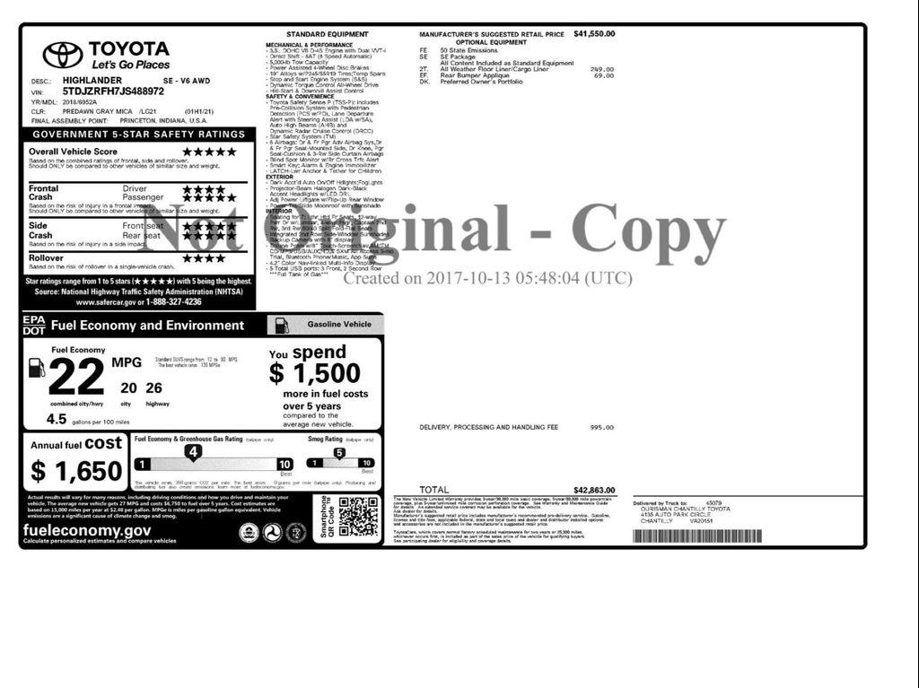 used 2018 Toyota Highlander car, priced at $16,995