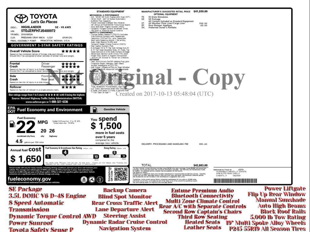 used 2018 Toyota Highlander car, priced at $16,995