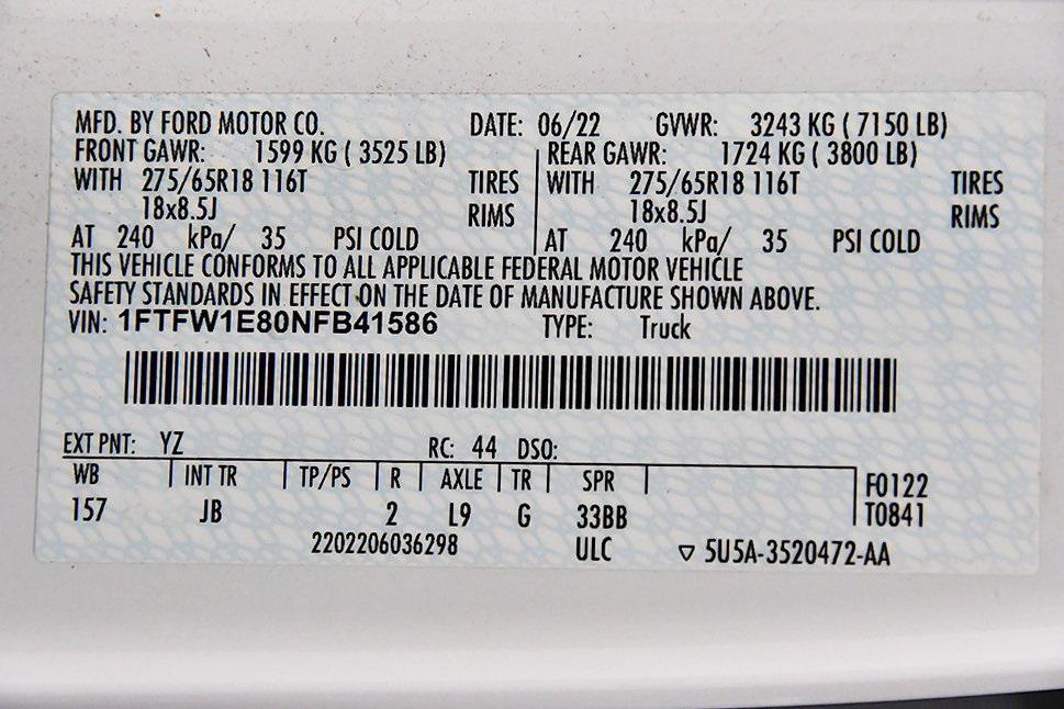 used 2022 Ford F-150 car, priced at $35,000