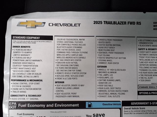 new 2025 Chevrolet TrailBlazer car, priced at $31,107