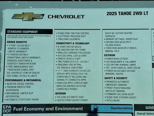 new 2025 Chevrolet Tahoe car, priced at $62,795