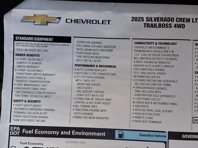 new 2025 Chevrolet Silverado 1500 car, priced at $60,490