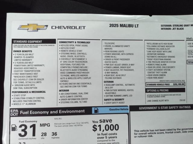 new 2025 Chevrolet Malibu car, priced at $26,045