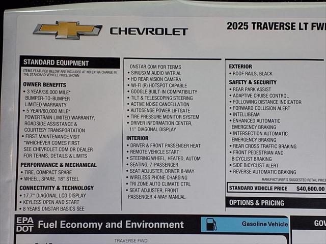 new 2025 Chevrolet Traverse car, priced at $49,925