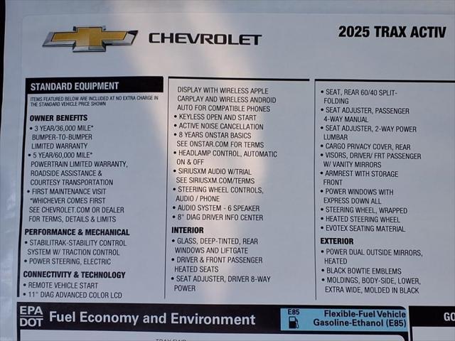 new 2025 Chevrolet Trax car, priced at $25,871