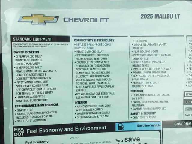 new 2025 Chevrolet Malibu car, priced at $26,045