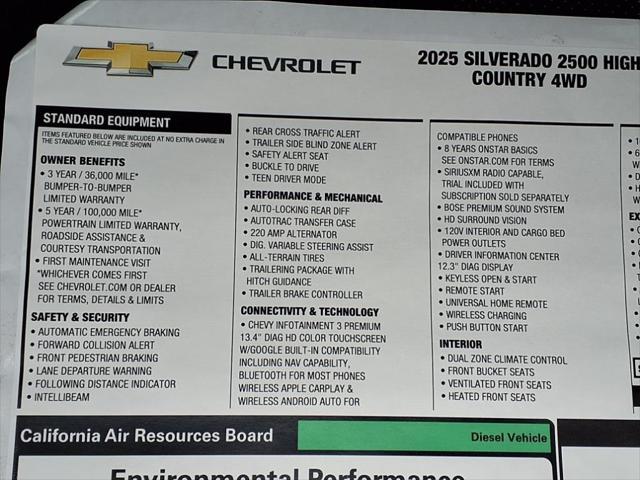 new 2025 Chevrolet Silverado 2500 car, priced at $86,860