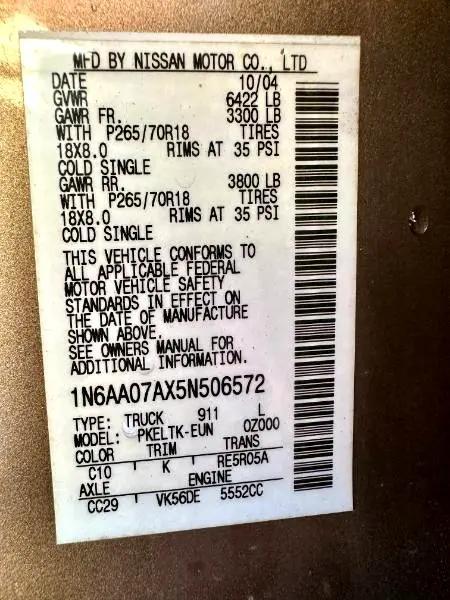 used 2005 Nissan Titan car, priced at $4,500