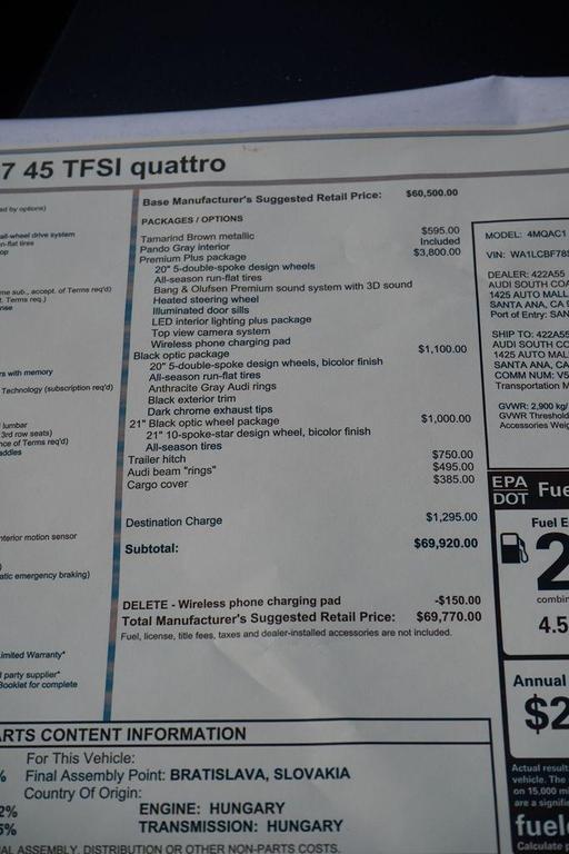 new 2025 Audi Q7 car, priced at $69,770