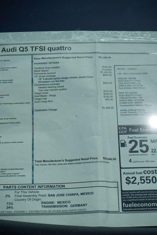 new 2025 Audi Q5 car, priced at $58,040