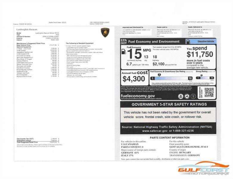used 2024 Lamborghini Huracan Sterrato car, priced at $309,995