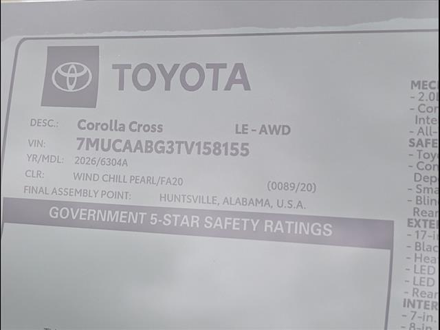new 2026 Toyota Corolla Cross car, priced at $30,645