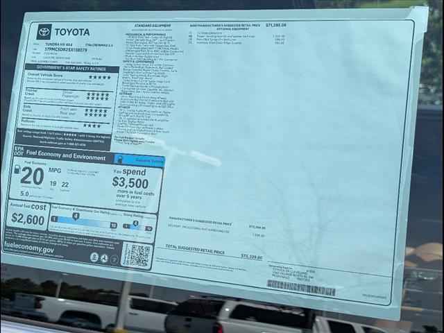 new 2025 Toyota Tundra Hybrid car, priced at $75,339