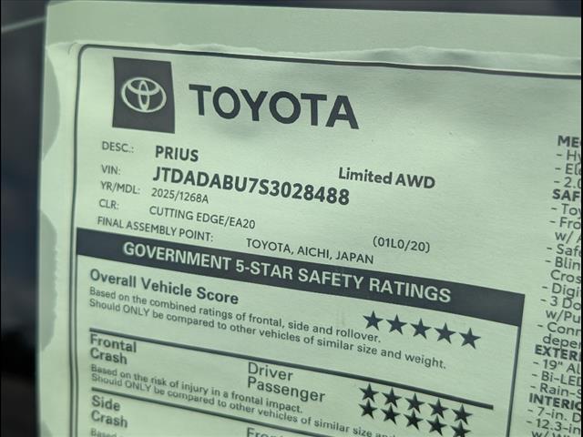 new 2025 Toyota Prius car, priced at $39,850