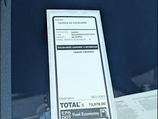 new 2026 Toyota GR Supra car, priced at $73,978