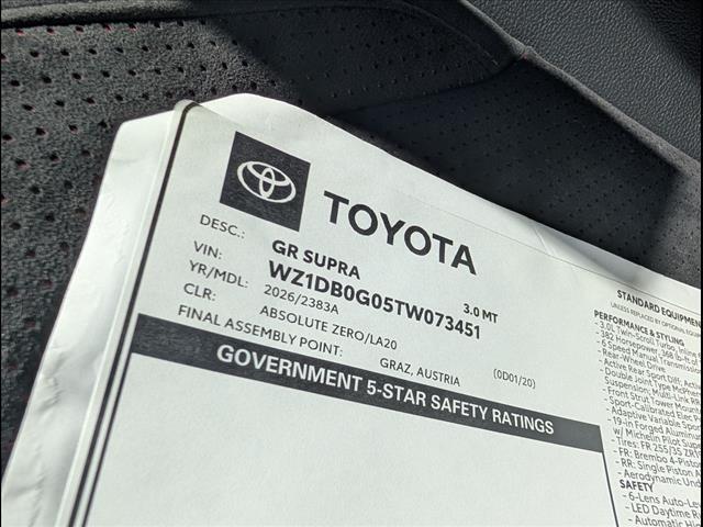 new 2026 Toyota GR Supra car, priced at $73,978