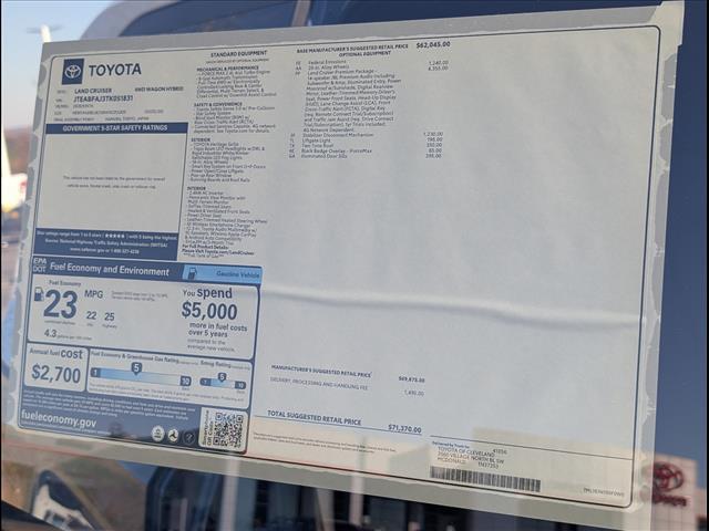 new 2026 Toyota Land Cruiser car, priced at $73,368