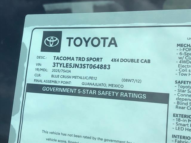 new 2025 Toyota Tacoma car, priced at $44,480