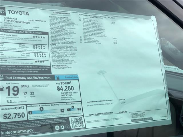 new 2025 Toyota Tundra car, priced at $73,378