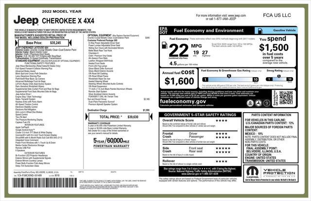 used 2022 Jeep Cherokee car, priced at $24,670