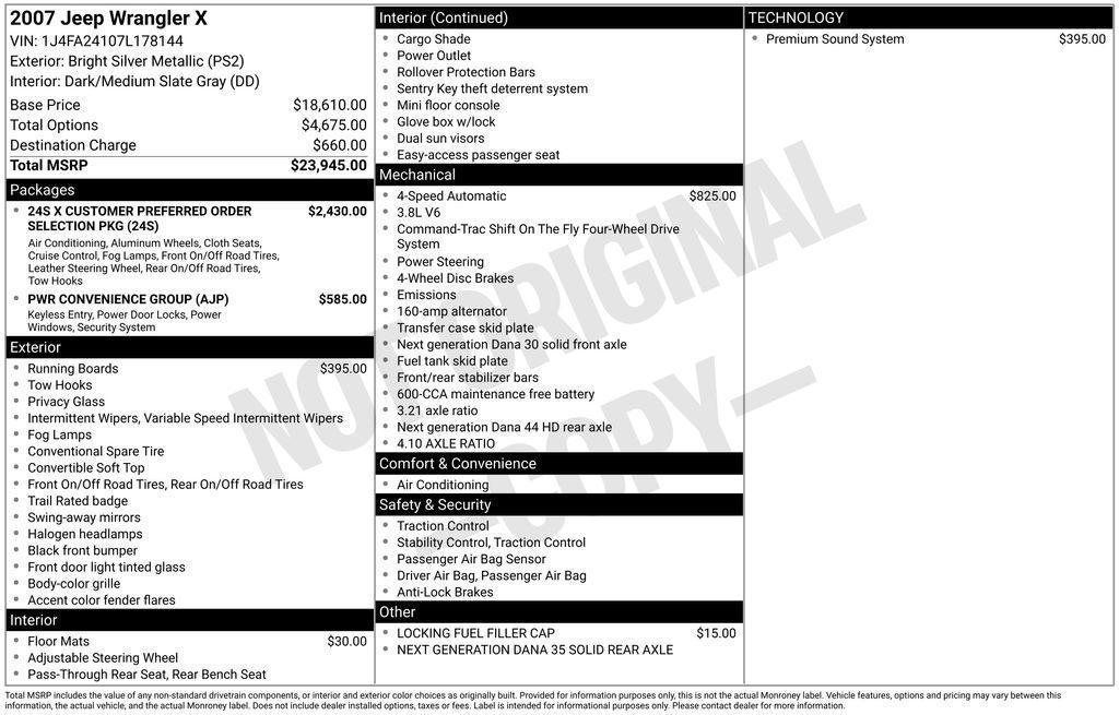 used 2007 Jeep Wrangler car, priced at $14,000