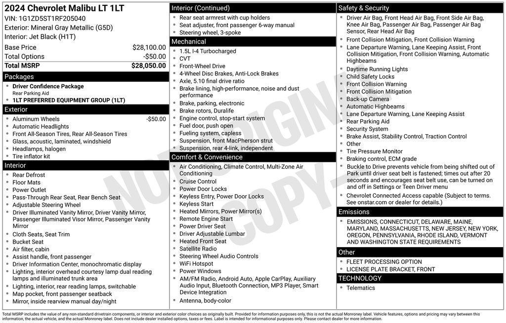 used 2024 Chevrolet Malibu car, priced at $17,459