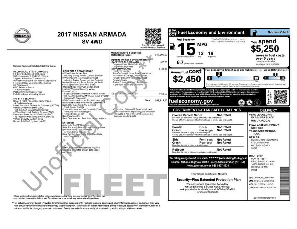 used 2017 Nissan Armada car, priced at $15,634