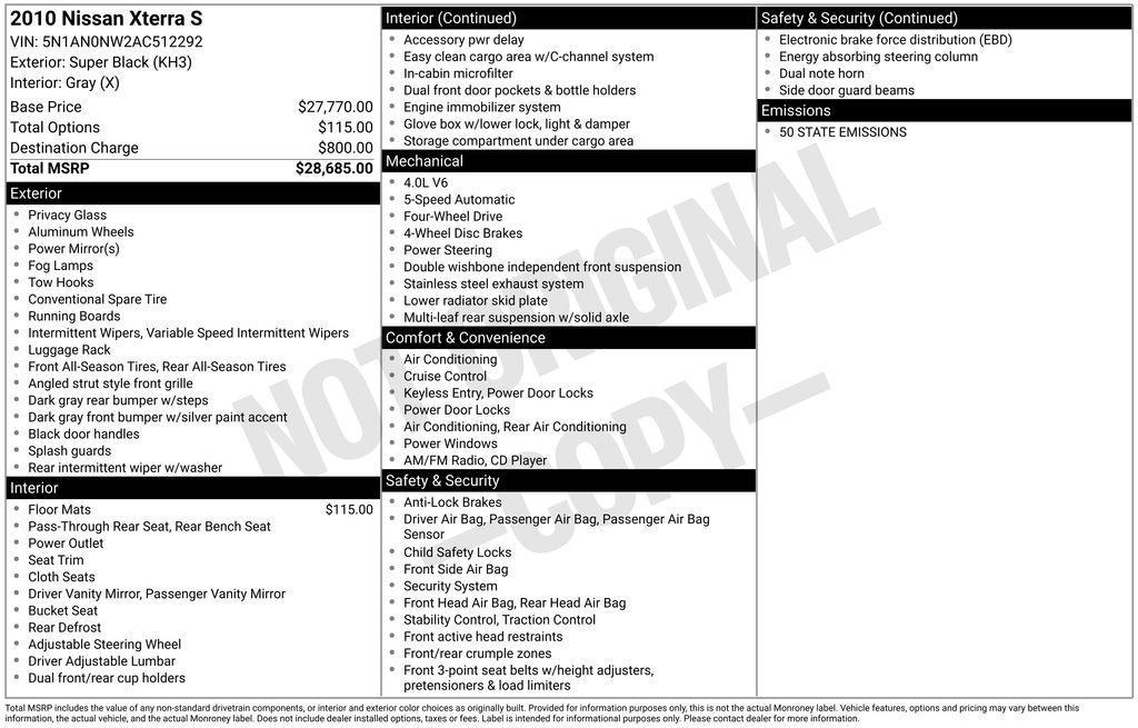 used 2010 Nissan Xterra car, priced at $9,900